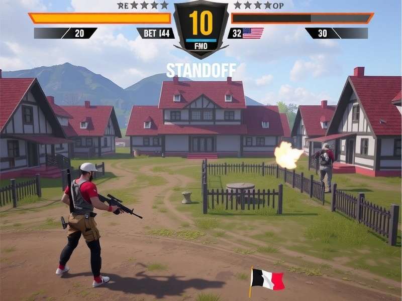 Standoff 2 Gameplay action scene featuring player with AKR-12 on Dust 2 map, pro handcam view